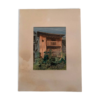 Jean Jacques GRUNENWALD (1911 - 1982) - Watercolor - Mountain House
