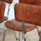 6 brown skai and chrome steel chairs