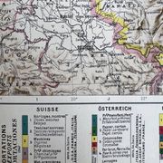 Carte ancienne Europe Centrale — Flux commerciaux 1947 | Suisse, Autri