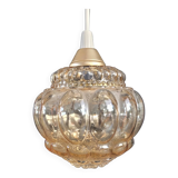 Vintage amber moulded glass pendant - Ref 888