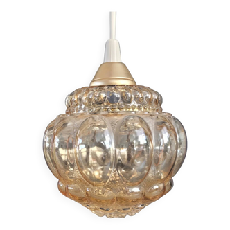 Vintage amber moulded glass pendant - Ref 888