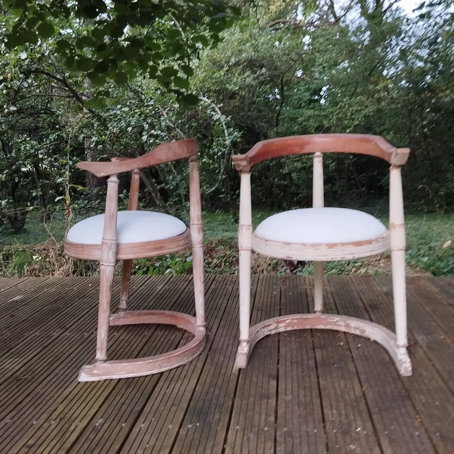 Pair of antique barrel armchairs
