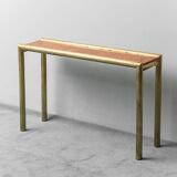 Console en laiton et ronce, modernisme vintage des années 1970