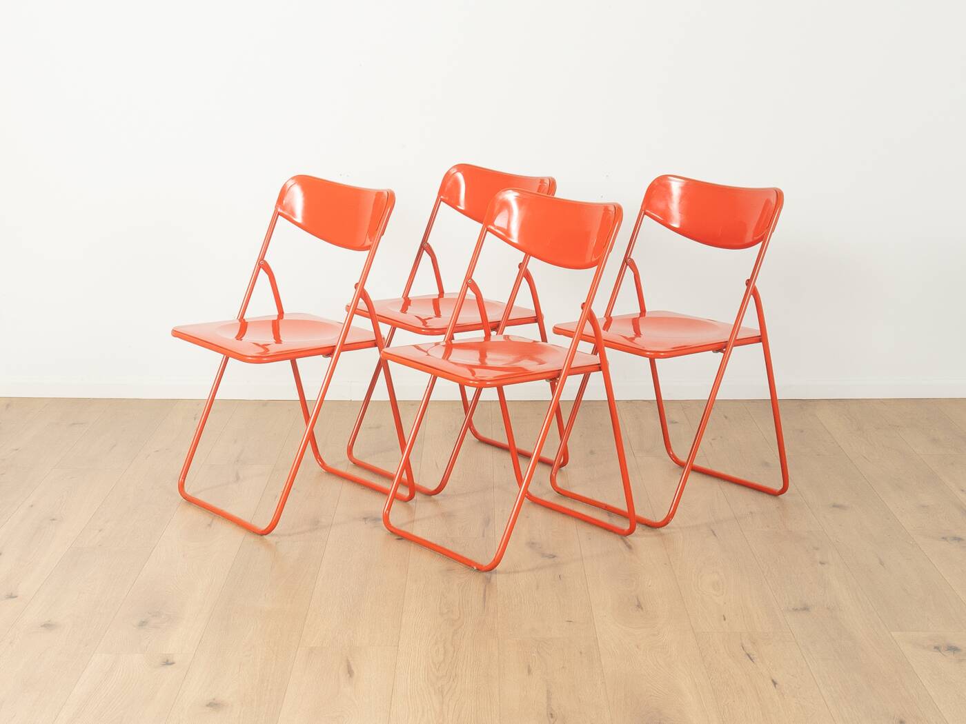 Timeless TED folding chairs by Niels Gammelgaard for IKEA from the 1970s in red (set of 4)