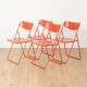 Timeless TED folding chairs by Niels Gammelgaard for IKEA from the 1970s in red (set of 4)