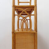 Vintage bamboo bookcase with drawers, 1980s