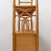 Vintage bamboo bookcase with drawers, 1980s