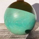 80s green wood ball bedside lamp