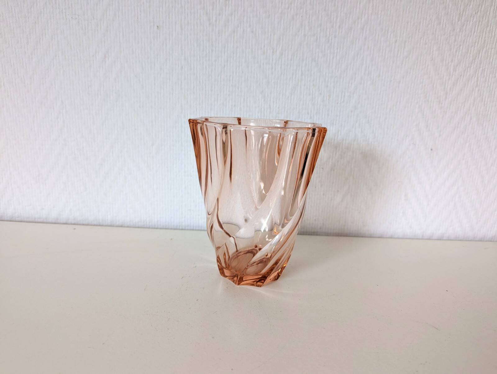 transparent glass vase in art deco style