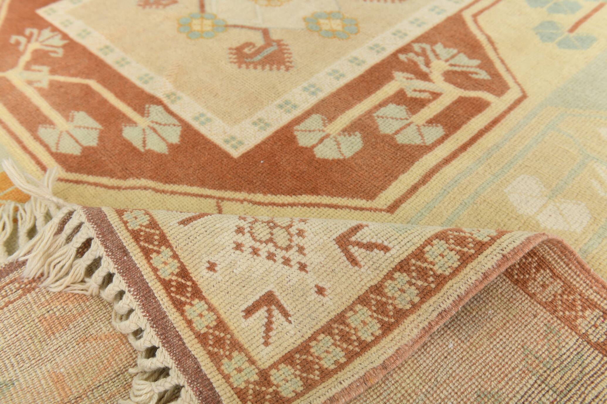 6x9 Terracotta & Cream Vintage Persian Rug, 199x290Cm