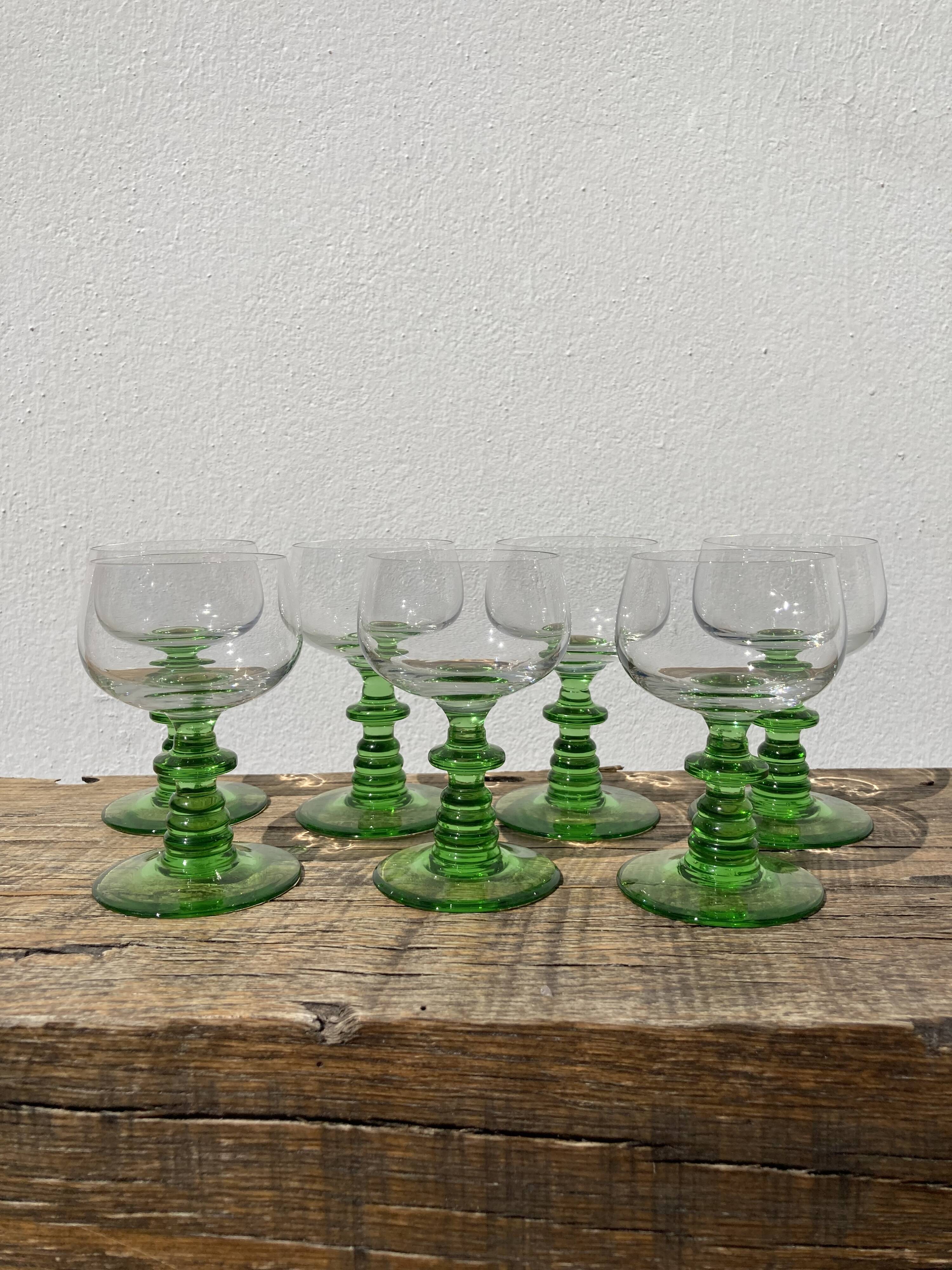 7 Alsatian crystal wine glasses