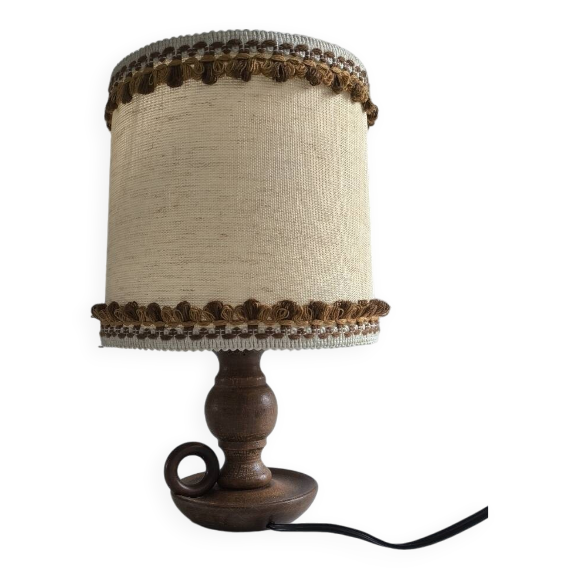 1950s turned wood table lamp
