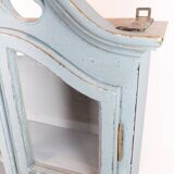 Grey painted hanging glass cabinet in gustavian style from around 1820.