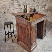 Antique French pine desk – 1880, bar/counter unit with drop-leaf compartments – 65×120×106 cm