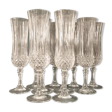 Set of 10 crystalline champagne flutes cut
