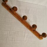 Vintage wooden coat door 5 patères