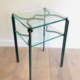 Pair of wrought iron sofa ends and glass tops