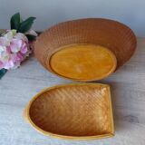 Vintage Chinese wicker duck – woven basket from the 1970s with a lid.