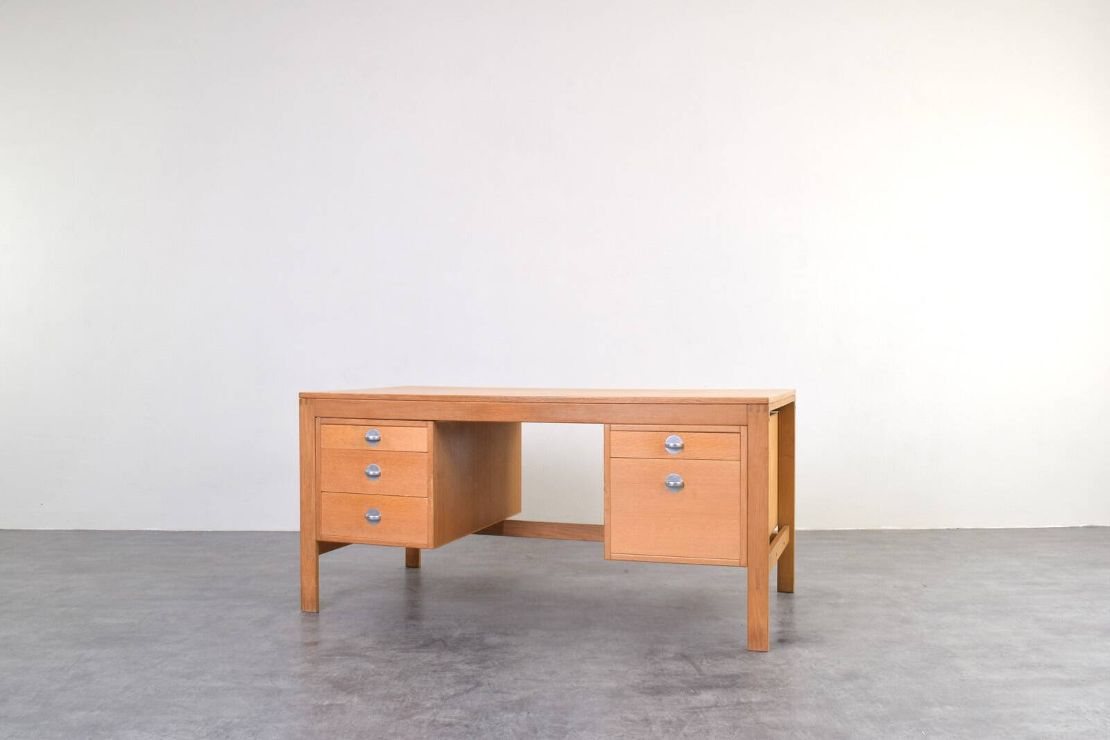 Mid-Century Oak Desk by Chr. Rasmussen for Randers Møbelfabrik, 1970s.
