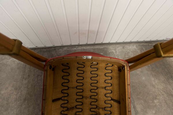 fauteuil Bow Wood De Hugues steiner 1960 Rouge