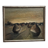 Expressionist oil painting of rural landscape by Flor Deleye (1933)