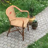 Armchair in rattan and wicker adult vintage 1960