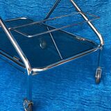 Vintage folding server 1970 with 2 smoked glass trays