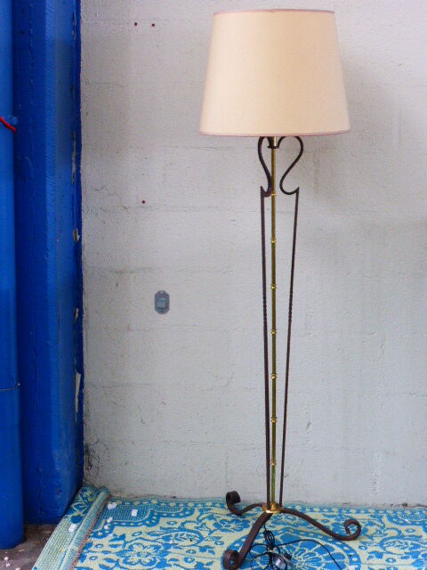 Lamppost twisted wrought iron and brass vintage