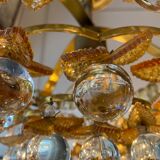 Murano ceiling light yellow flowers and glass balls 1970