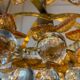 Murano ceiling light yellow flowers and glass balls 1970