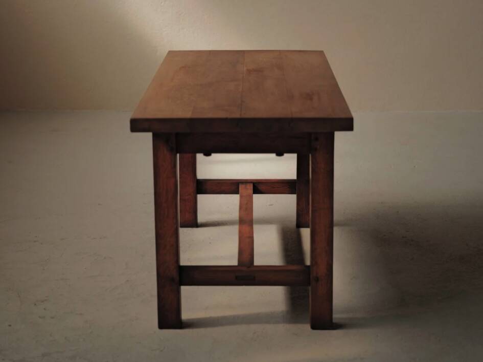 Solid oak farmhouse table, France, around 1950.