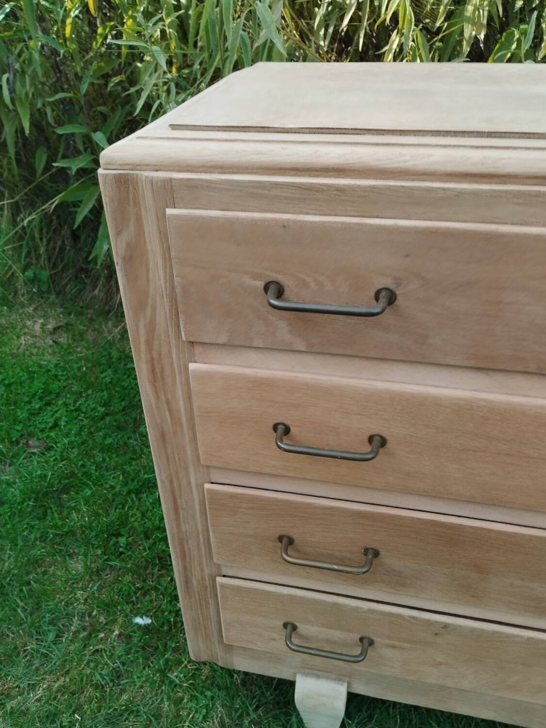 Old vintage chest of drawers with compass feet