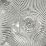 Two cheese bells molded pressed glass striated Art Deco style early twentieth century