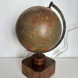 Vintage 1930 globe terrestrial Jacques Adnet world map J. Forest glass wood -