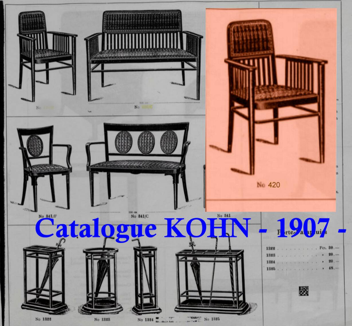 Kohn Vienna Secession Armchair No. 420, Thonet manufacture, 1925