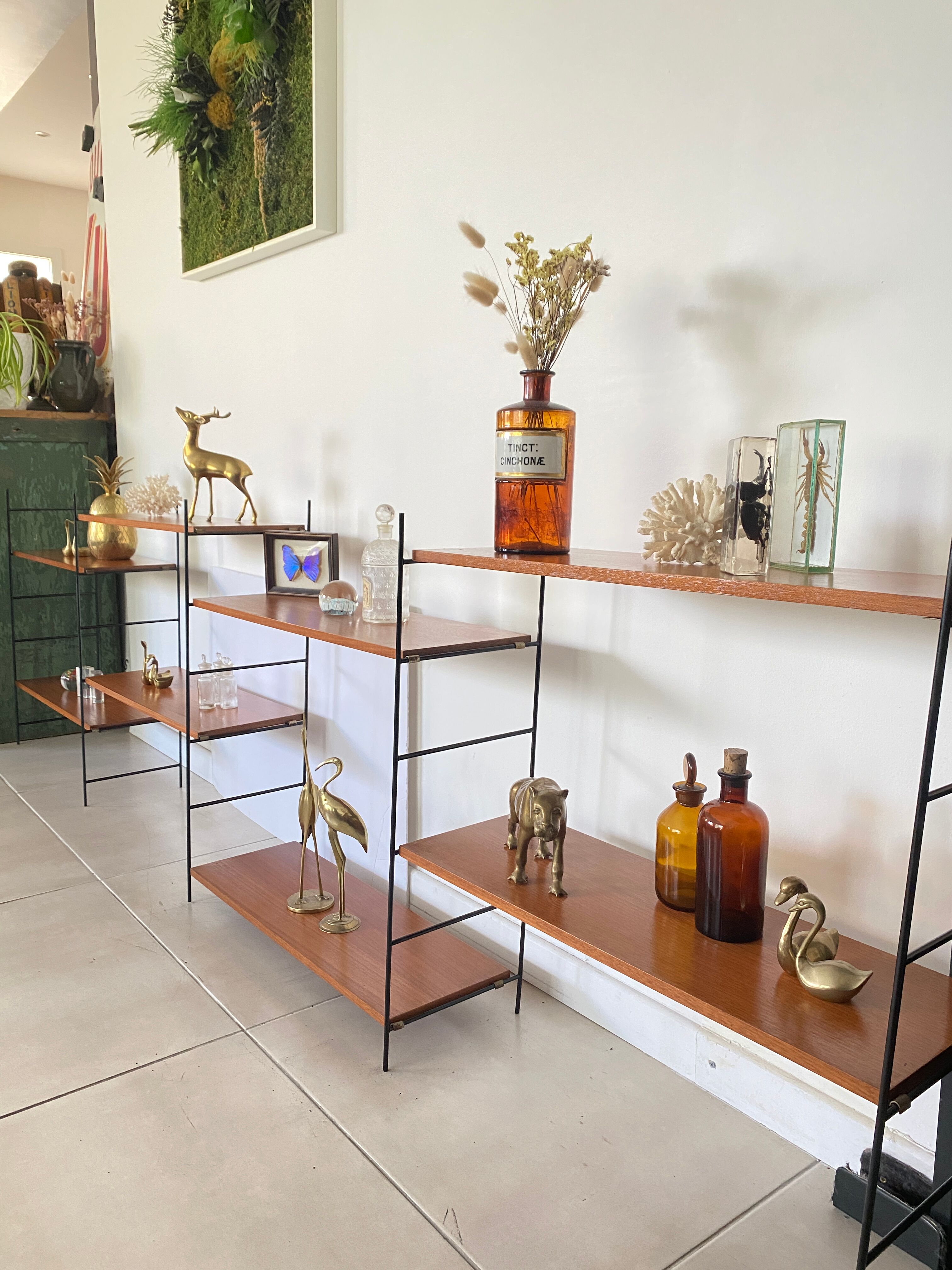 Vintage wooden string shelves