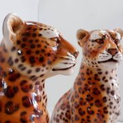 Couple of vintage ceramic leopards sculptures - Italy circa 1980s