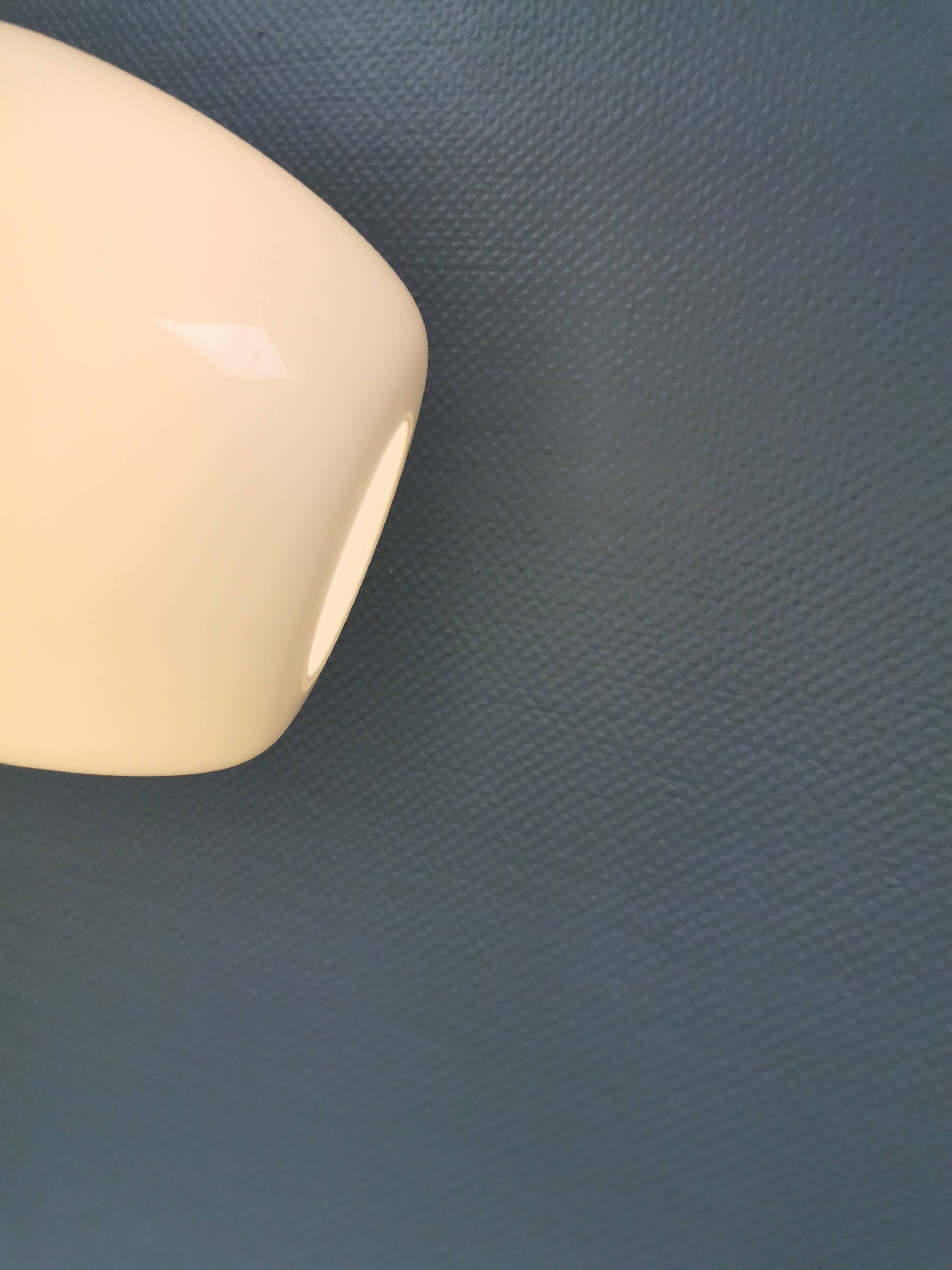 Hanging lamp in opal glass with brass top from Danish Fog&Mørup 1970s