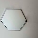 Miroir hexagonal vintage, métal chromé, France 1980