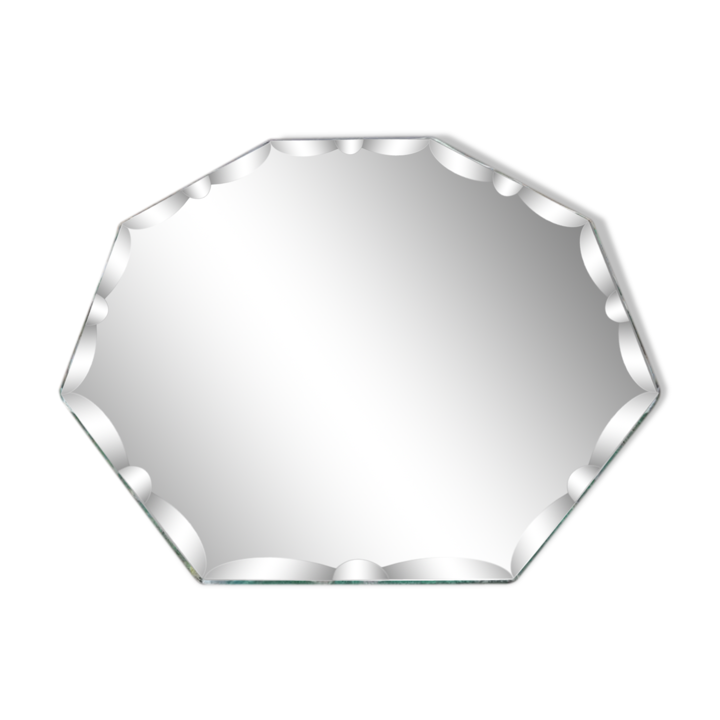 Octagonal mirror bevelled art deco 40 50 21x21cm