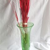 Apple green bubble glass vase signed biot