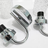 Pair of 1970 chrome metal wall light and molded glass globes.