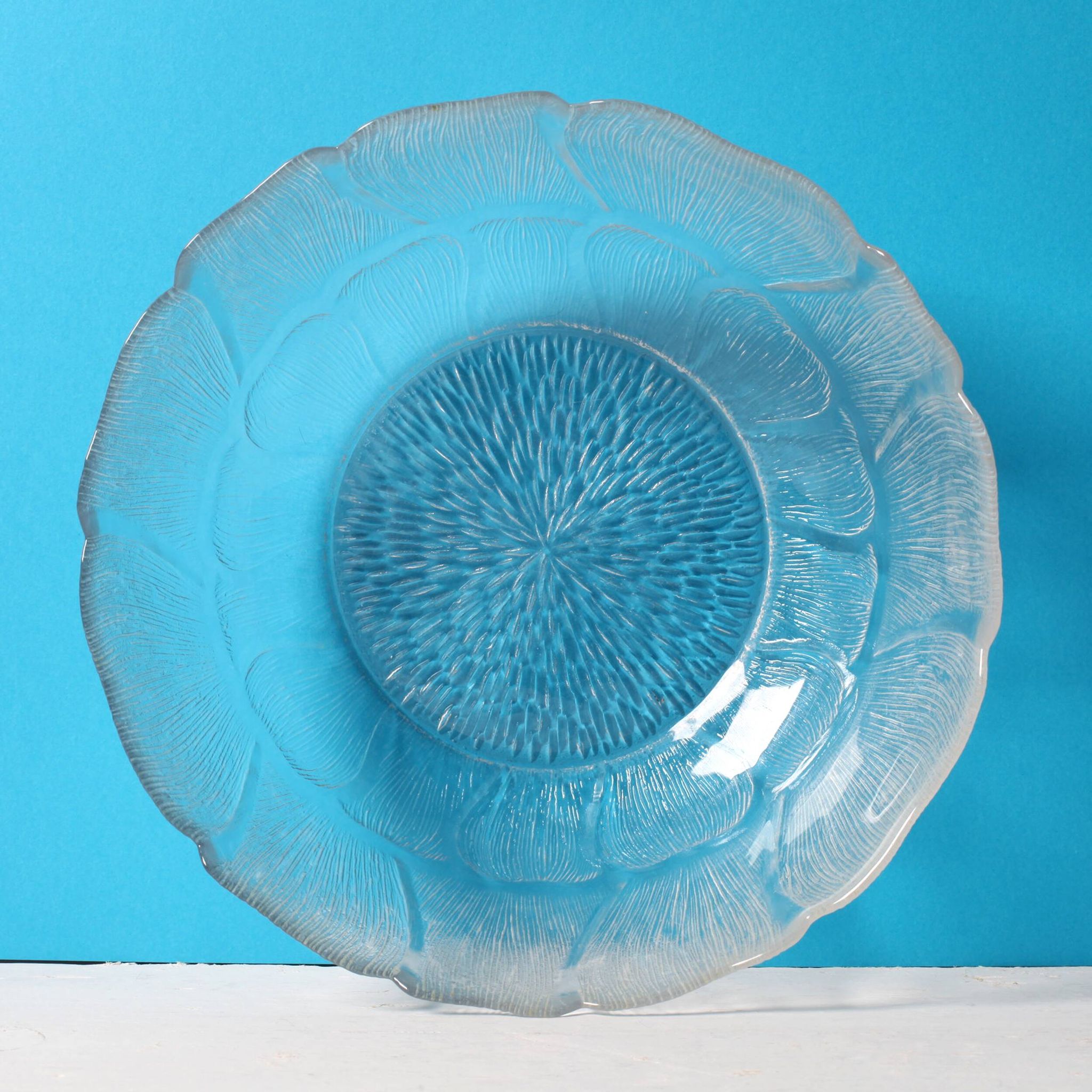 Salad Bowl Fleur, Vintage Decorative Clear Large Fruit Glass Bowl / Arcoroc