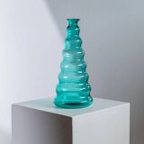 Turquoise Murano Glass Vase by Enrico Coveri, 1980s Italy – Wavy Bubble Silhouette in Transparent Glass