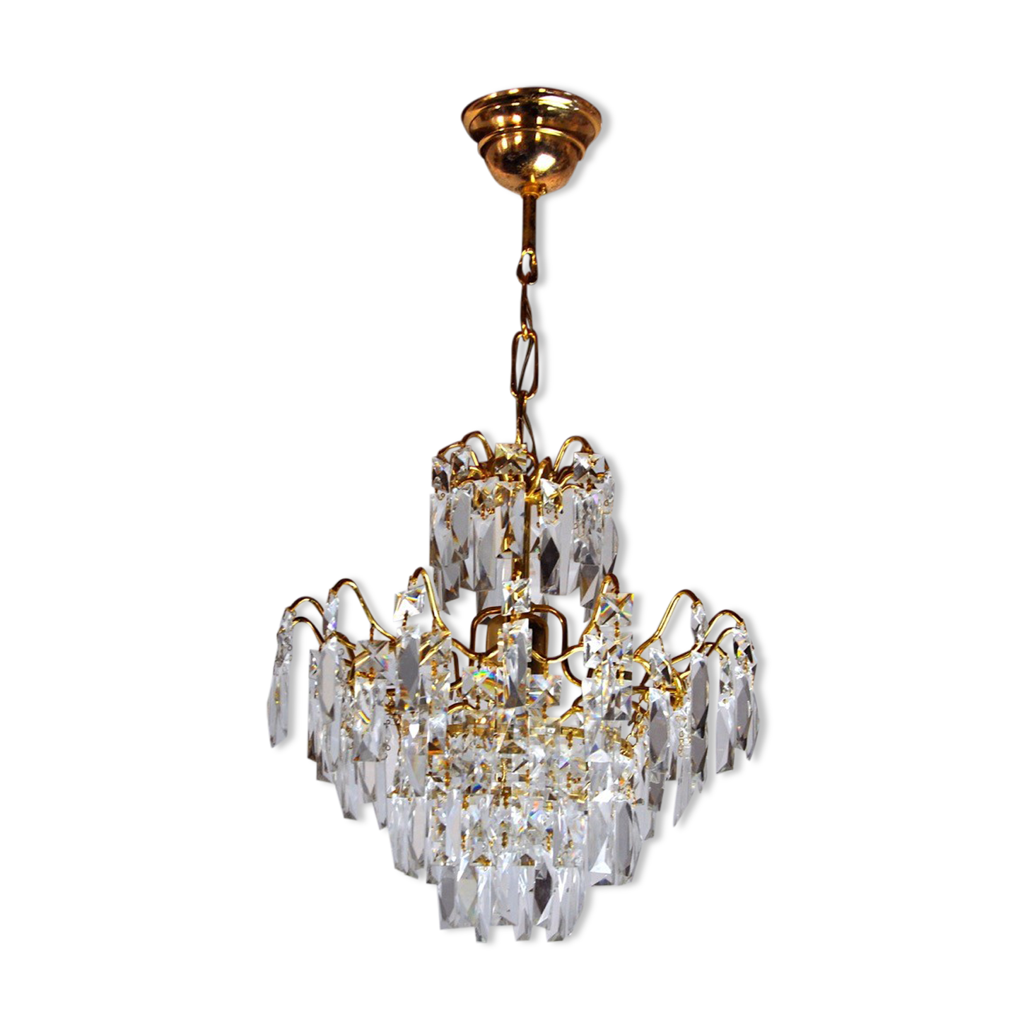 Regency chandelier, cut crystals, Spain, 1980
