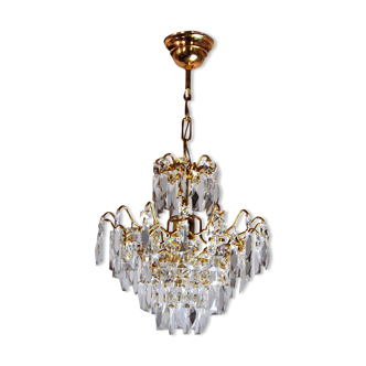 Lustre Regency, cristaux taillés, Espagne, 1980