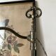 Lampe de bijoutier ancienne , Pied argenté ,Tulipe rose en verre dépoli