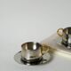 Set of double-walled stainless steel espresso cups made in Italy, 1970s design.