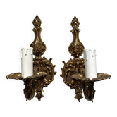 Pair of 1-light gilded brass wall lights