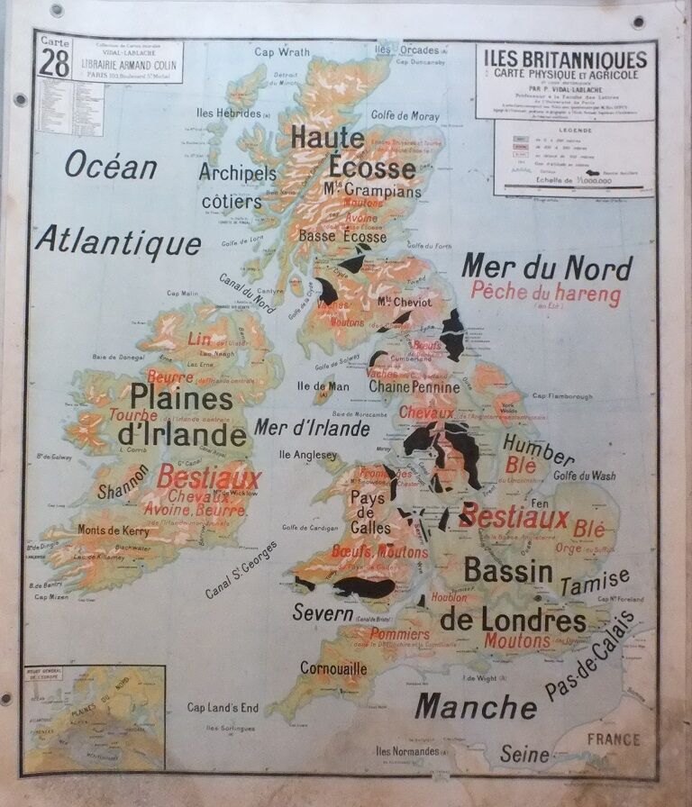 School map Vidal-Lablache No. 28 British Isles